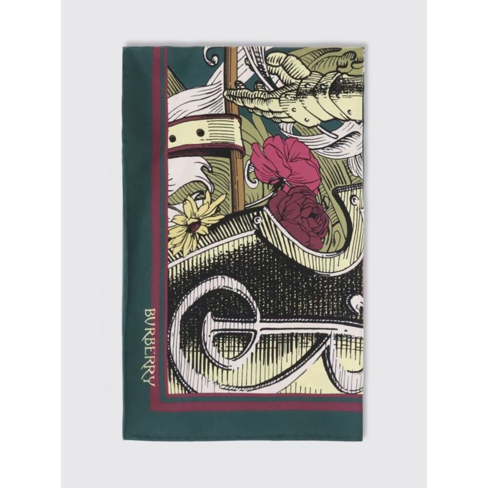 Burberry Men Square Silk Foulard Burberry With Graphic Print And Logo